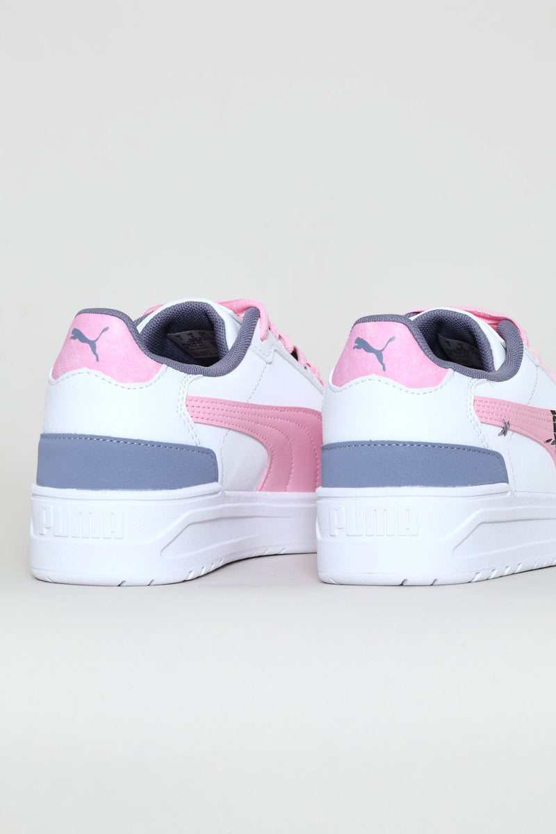 Puma Girls Shuffle Downtown Lo 90S Jr Sneakers In White And Pink