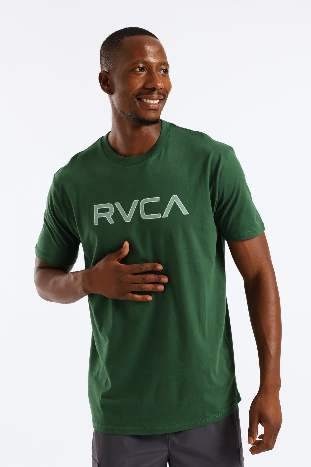 RVCA Mens Big Stitch T-Shirt In Grass Green