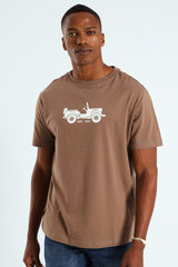 Jeep Mens Fashion Graphic Basic T-Shirt In Bark