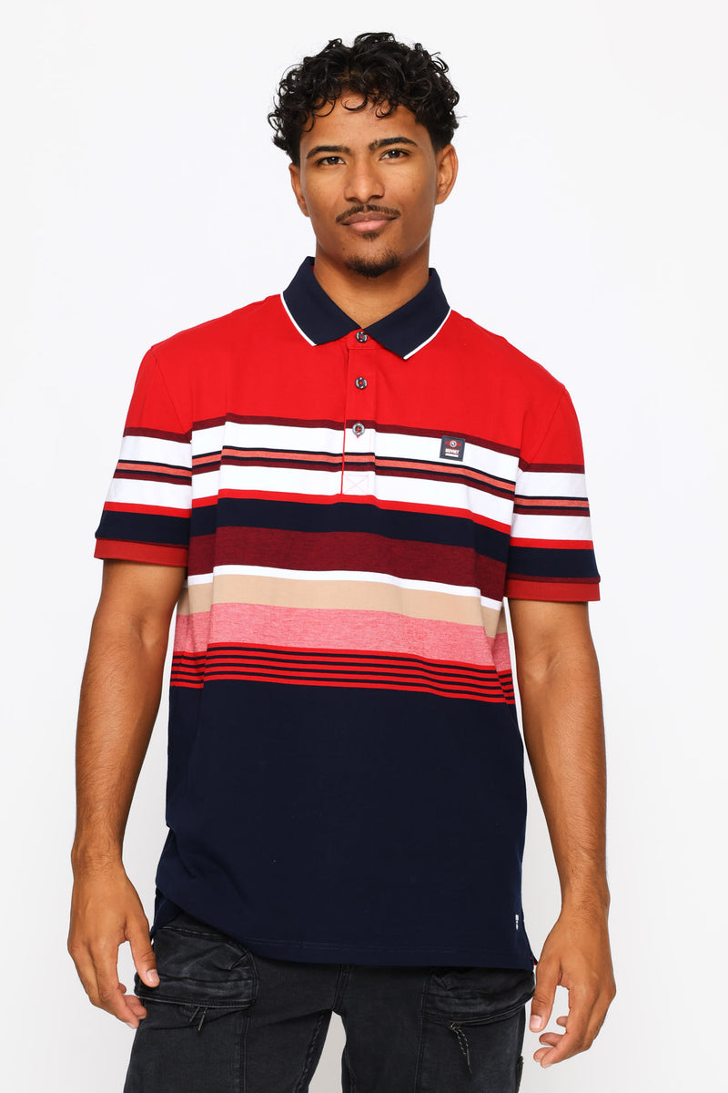 Soviet Mens Cova Striped Golfer In Red