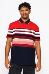 Soviet Mens Cova Striped Golfer In Red