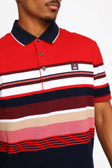 Soviet Mens Cova Striped Golfer In Red