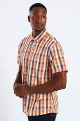 Jeep Mens Yarn Dye Check Shirts in Orange