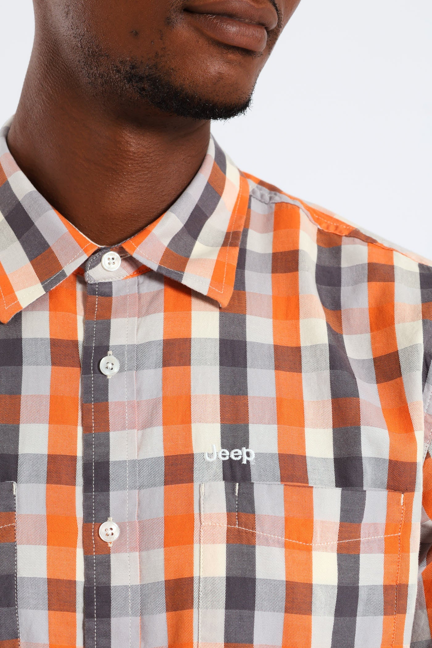 Jeep Mens Yarn Dye Check Shirts in Orange