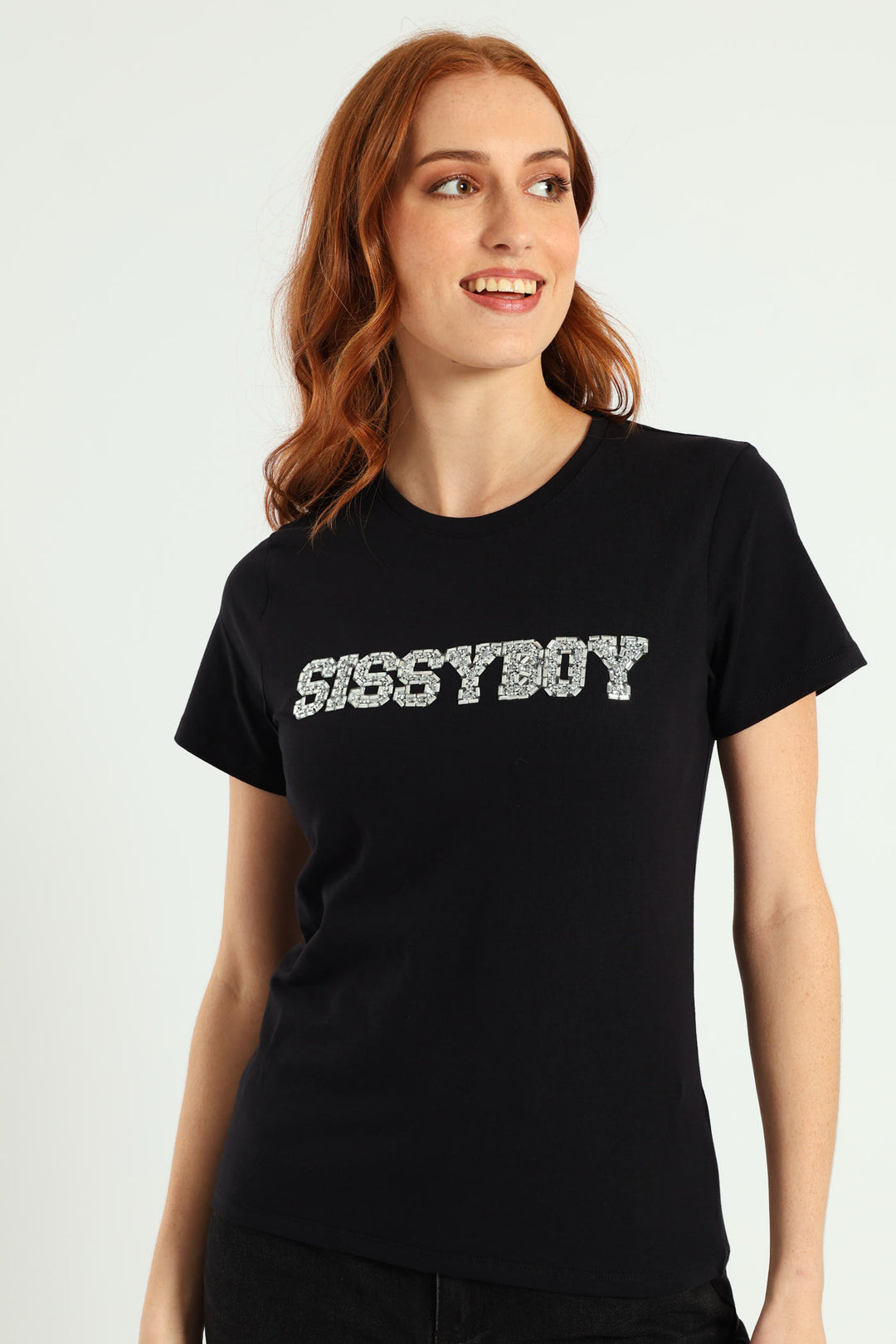 Sissyboy Black Regular Fit Top With Bling Design