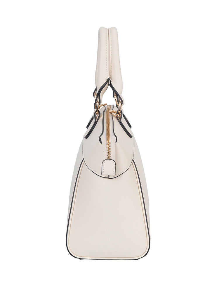 Elle Embossed Dome Bag In Cream