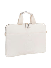 Elle Embossed Slimline Laptop Bag In Cream