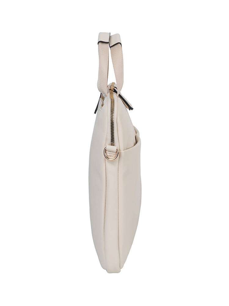 Elle Embossed Slimline Laptop Bag In Cream