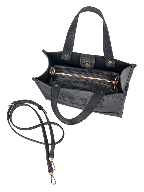 Elle Cut Out Small Shopper Bag In Black