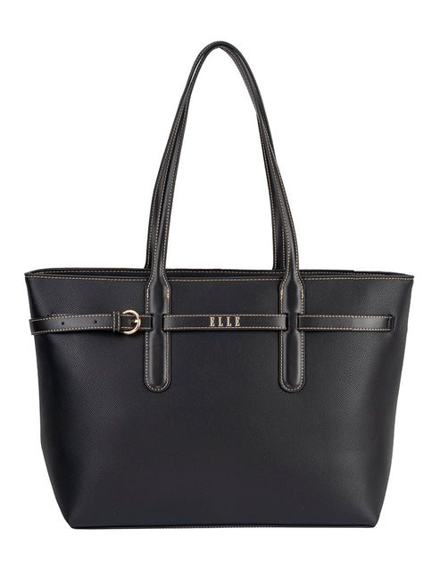 Elle Womens Belt Buckle Tote In Black