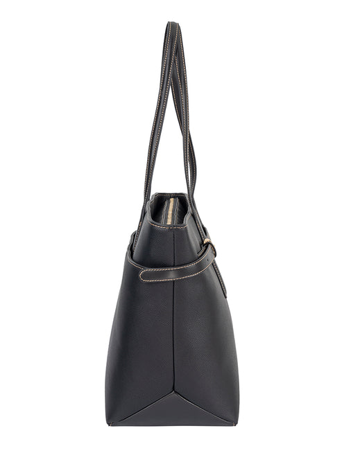 Elle Womens Belt Buckle Tote In Black