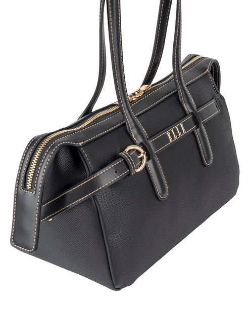 Elle Womens Belt Buckle Boston Bag In Black