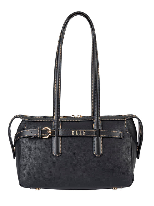 Elle Womens Belt Buckle Boston Bag In Black