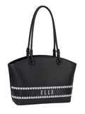 Elle Woven Tote Bag In Black