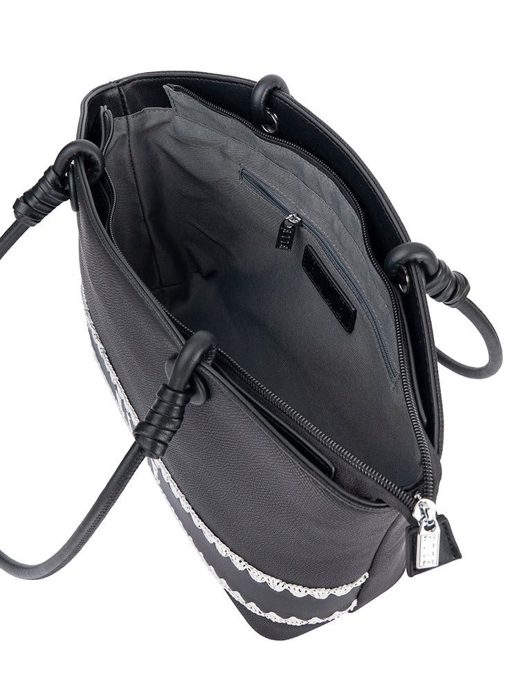 Elle Woven Tote Bag In Black