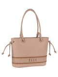 Elle Woven Shopper Tote Bag In Beige