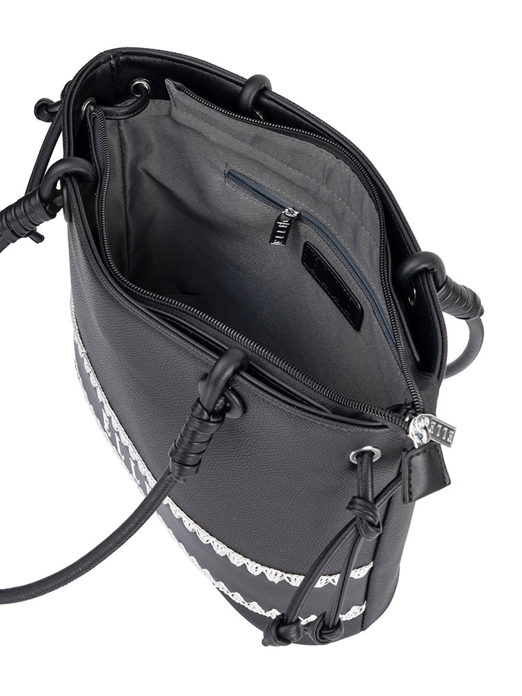 Elle Woven Shopper Tote Bag In Black