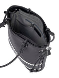 Elle Woven Shopper Tote Bag In Black