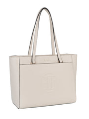Elle Embossed Tote Bag In Cream