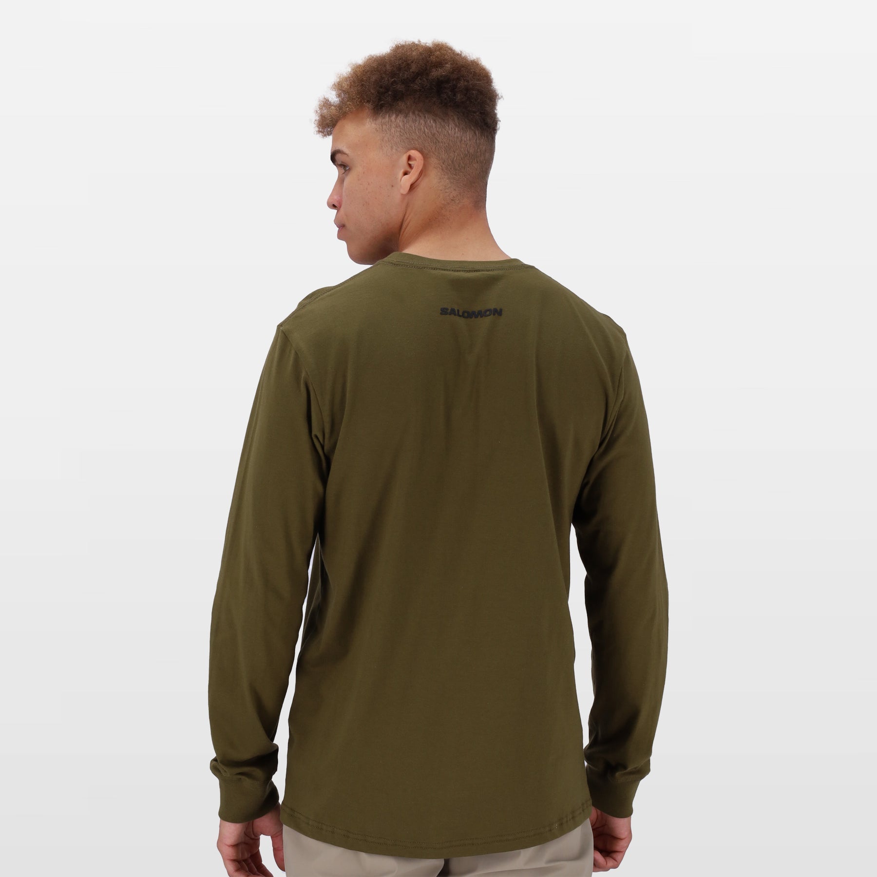 Salomon Mens Emblem Ls Tee Dark Olive