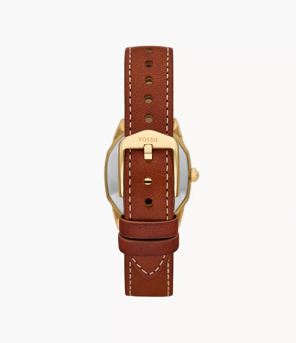 Fossil Ladies Harlow Three-Hand Medium Leather Watch In Brown