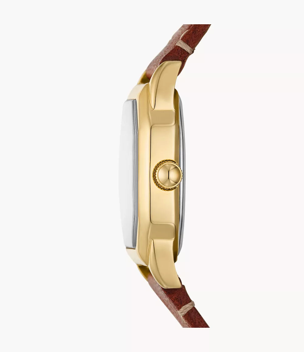Fossil Ladies Harlow Three-Hand Medium Leather Watch In Brown
