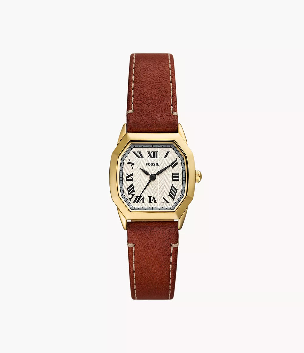 Fossil Ladies Harlow Three-Hand Medium Leather Watch In Brown