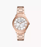 Fossil Ladies Gilmore Three-Hand Date Stainless Steel Watch In Rose Gold
