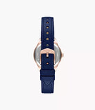 Fossil Gilmore Three-Hand Navy Leather Watch