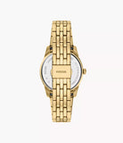 Fossil Ladies Scarlette Three-Hand Day-Date Gold-Tone Stainless Steel Watch In Green