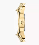 Fossil Ladies Scarlette Three-Hand Day-Date Gold-Tone Stainless Steel Watch In Green