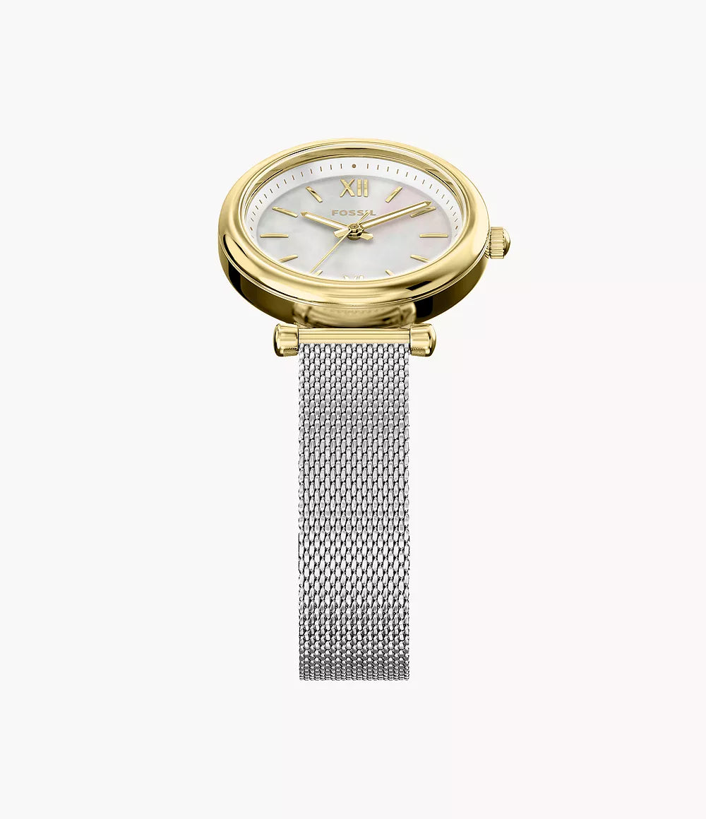 Fossil Ladies Carlie Mini Three-Hand Stainless Steel Watch In Silver