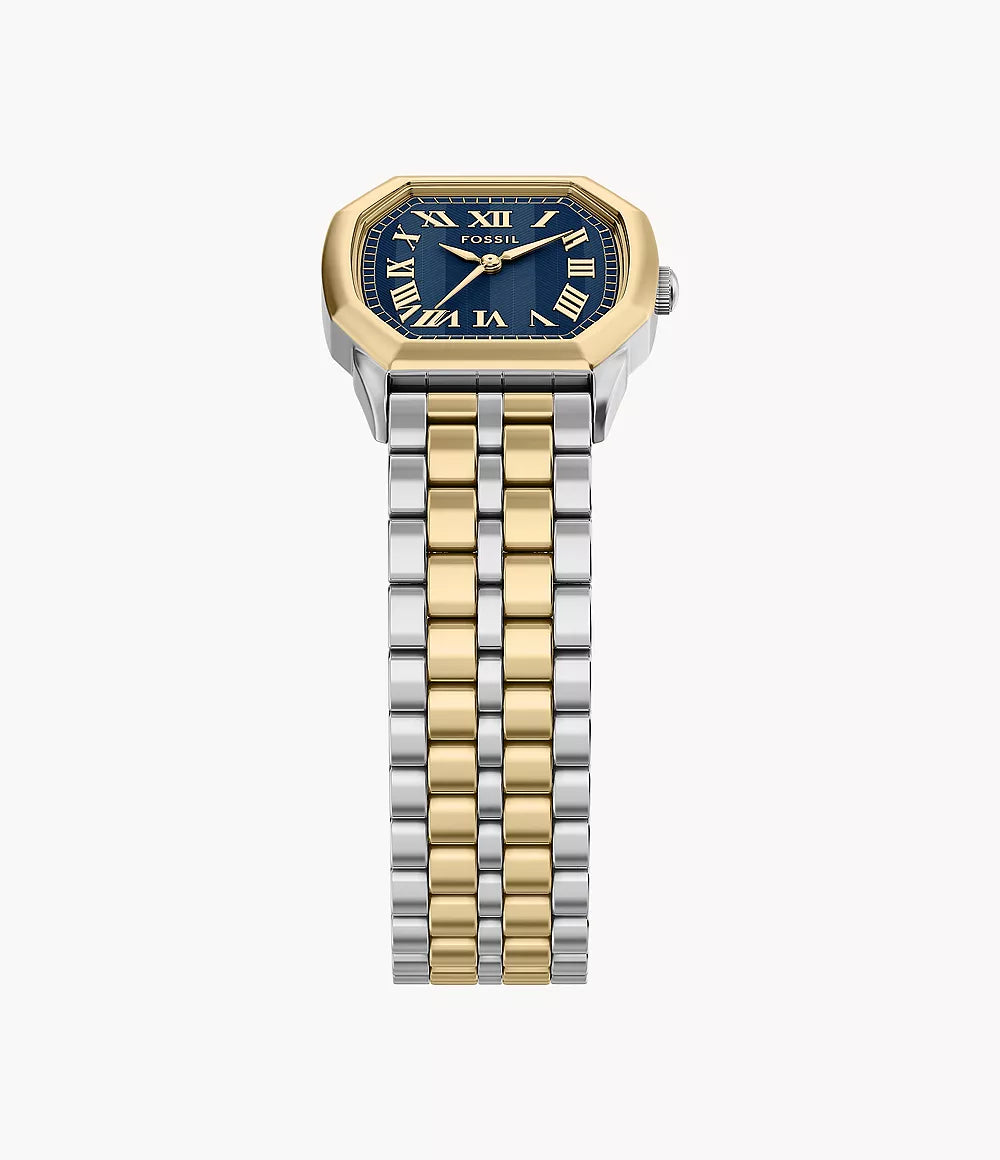 Fossil Ladies Harlow Three-Hand Two-Tone Stainless Steel Watch In Blue