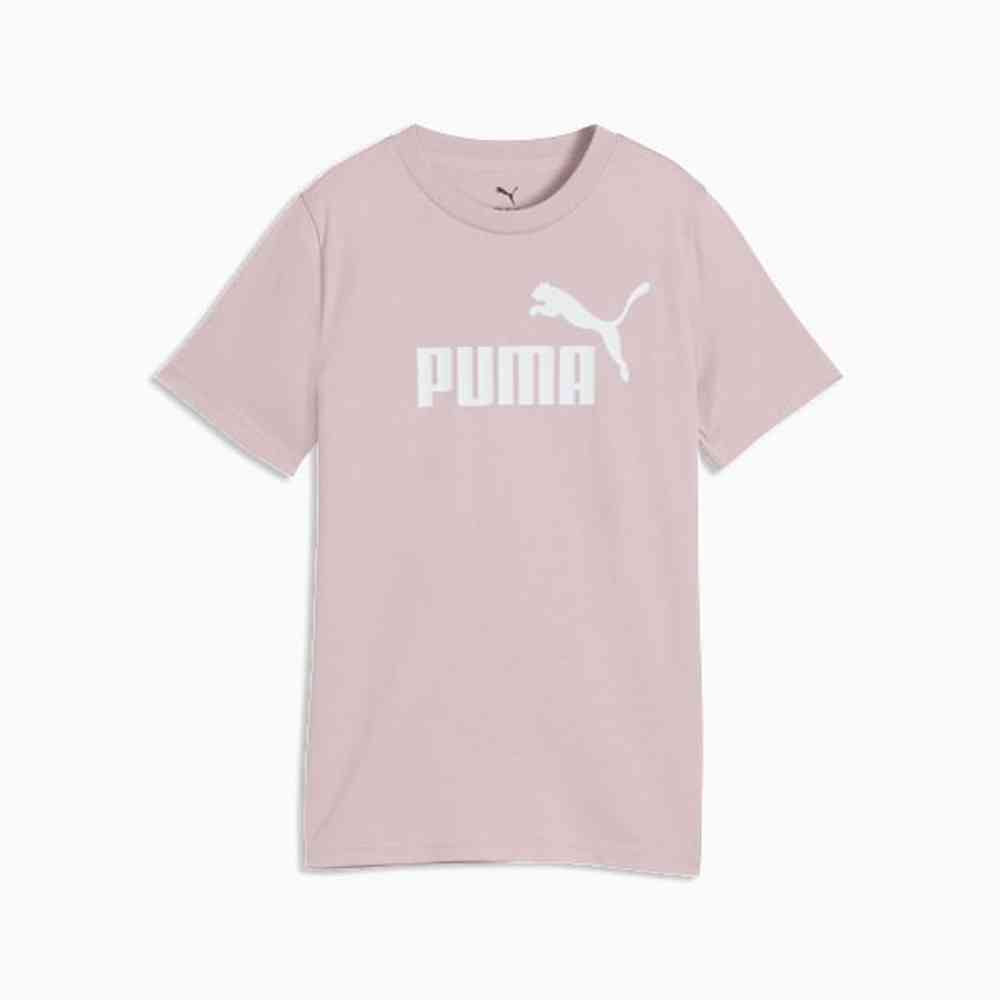 Puma Girls Essential No.1 Logo Short Sleeves T-Shirt In Misty Pink