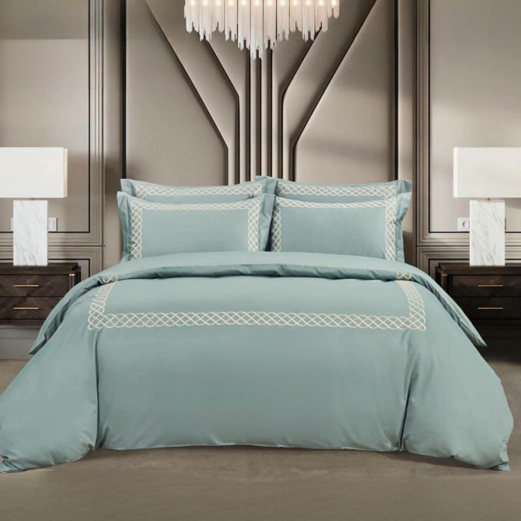 Egyptian Cotton Co Elle Duvet Cover In Duck Egg