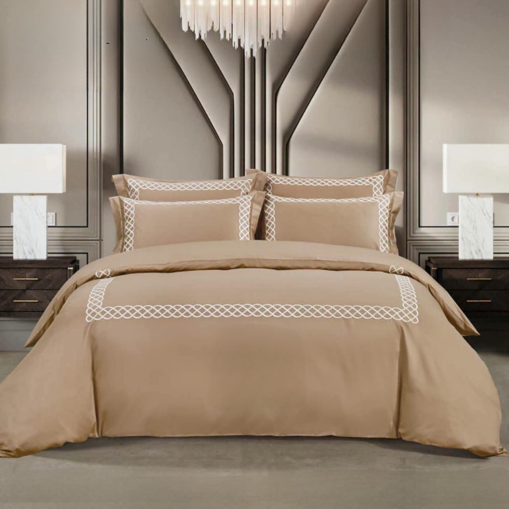 Egyptian Cotton Co Elle Duvet Cover In Stone