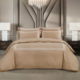Egyptian Cotton Co Elle Duvet Cover In Stone
