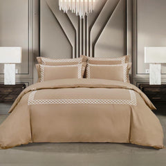 Egyptian Cotton Co Elle Duvet Cover In Stone