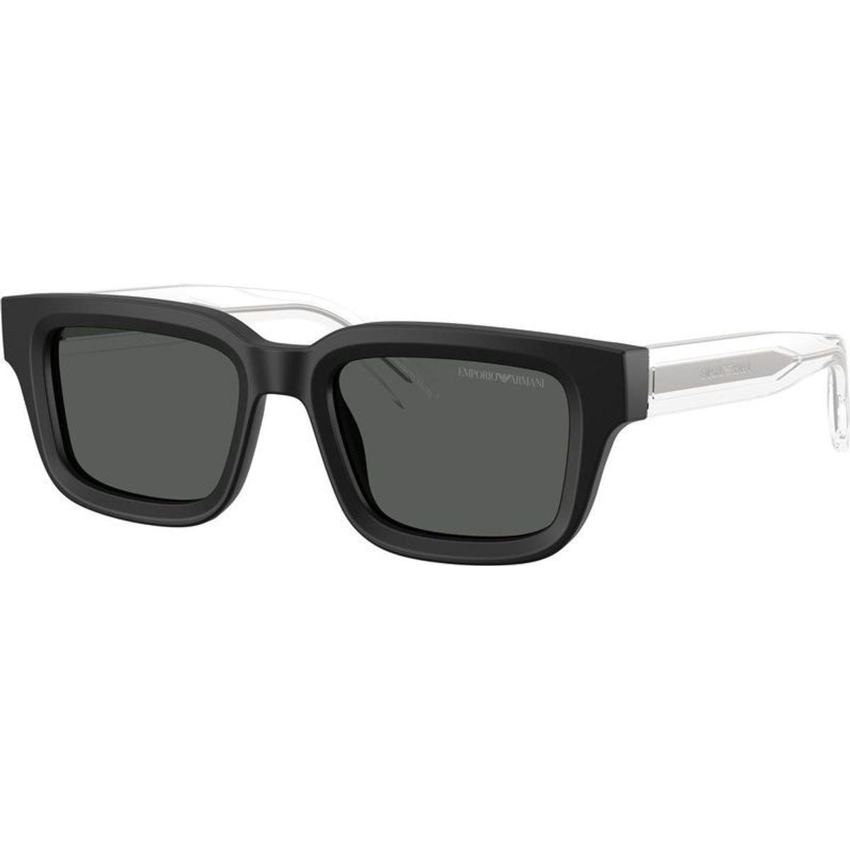Emporio Armani Unisex Square Sunglasses In Black/Transparent