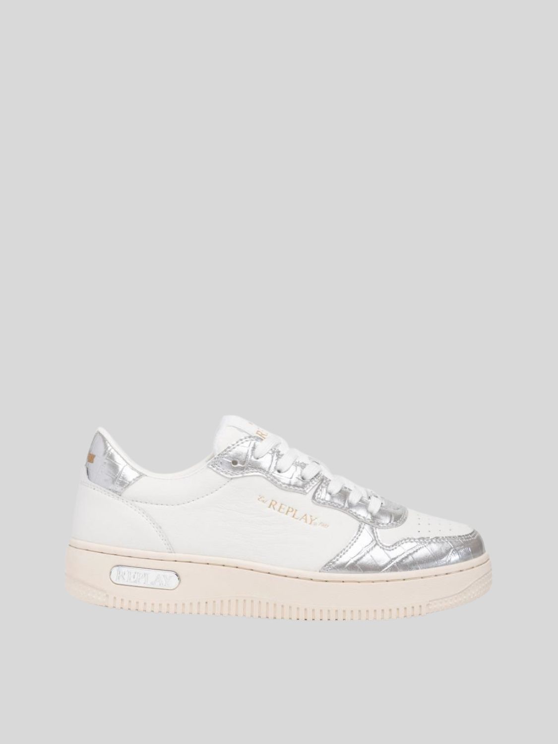 Replay Womens Epic Action Sneakers In Silver and White