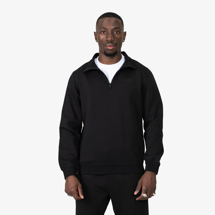 Fade Essential Mens Quarter Zip Sweatshirt In Black
