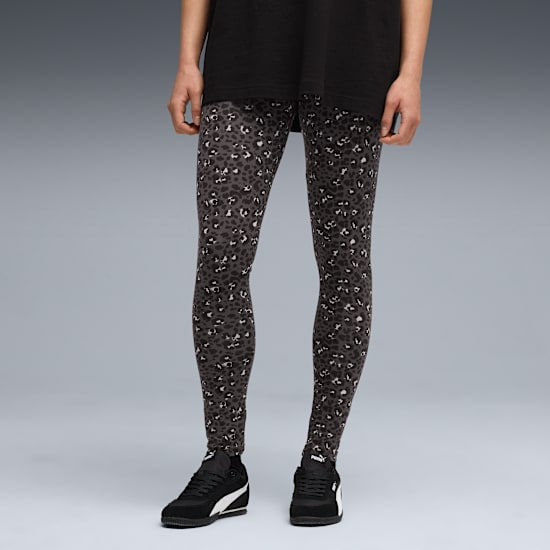 Puma Womens Animal Print Leggings In Black