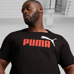 Puma 67923526 Mens Ess+ 2 Col Logo Tee Black/Red