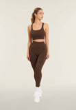 Freddy Ladies Knitted Seamless 7/8 Leggings High Waist In Brown