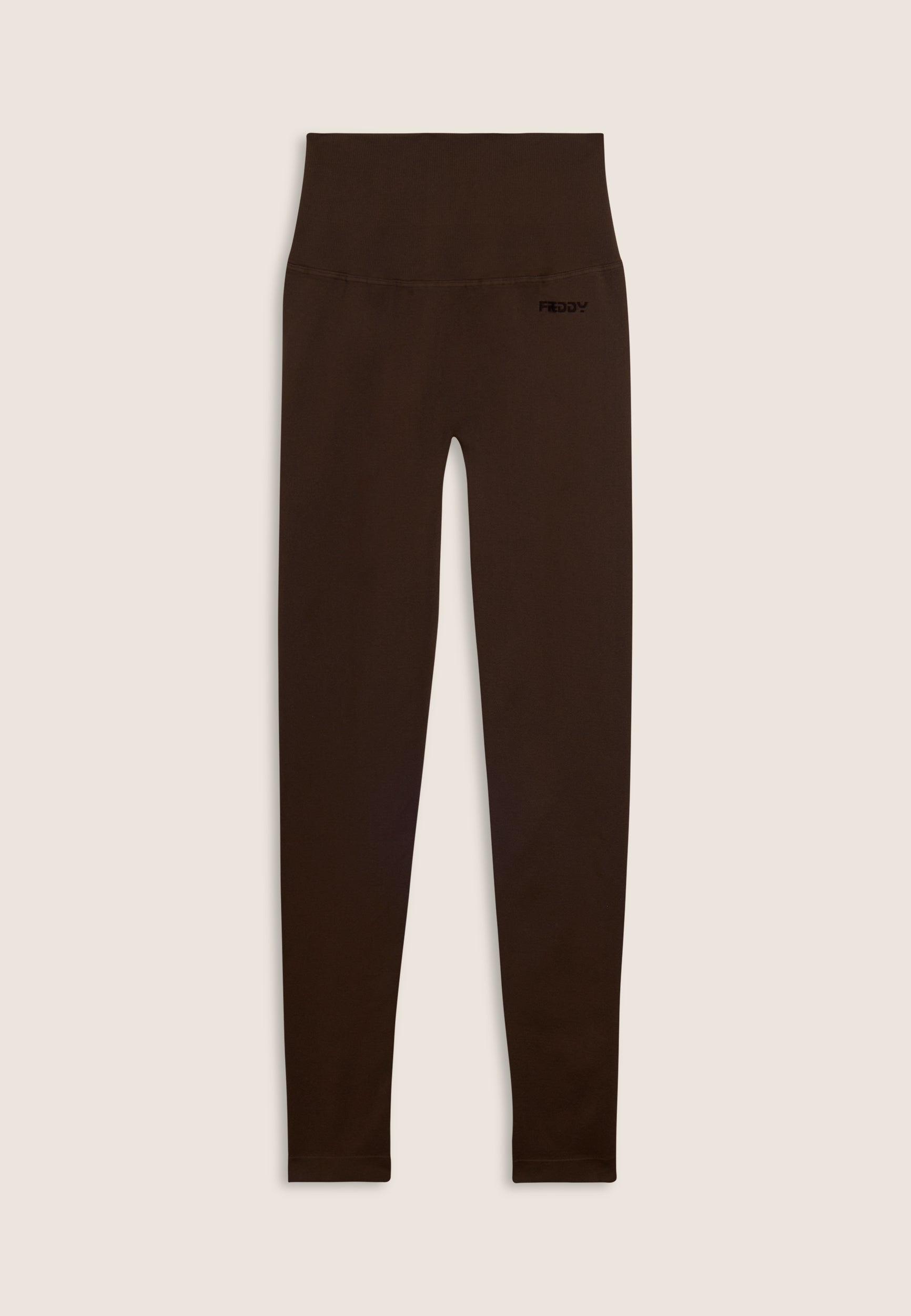 Freddy Ladies Knitted Seamless 7/8 Leggings High Waist In Brown