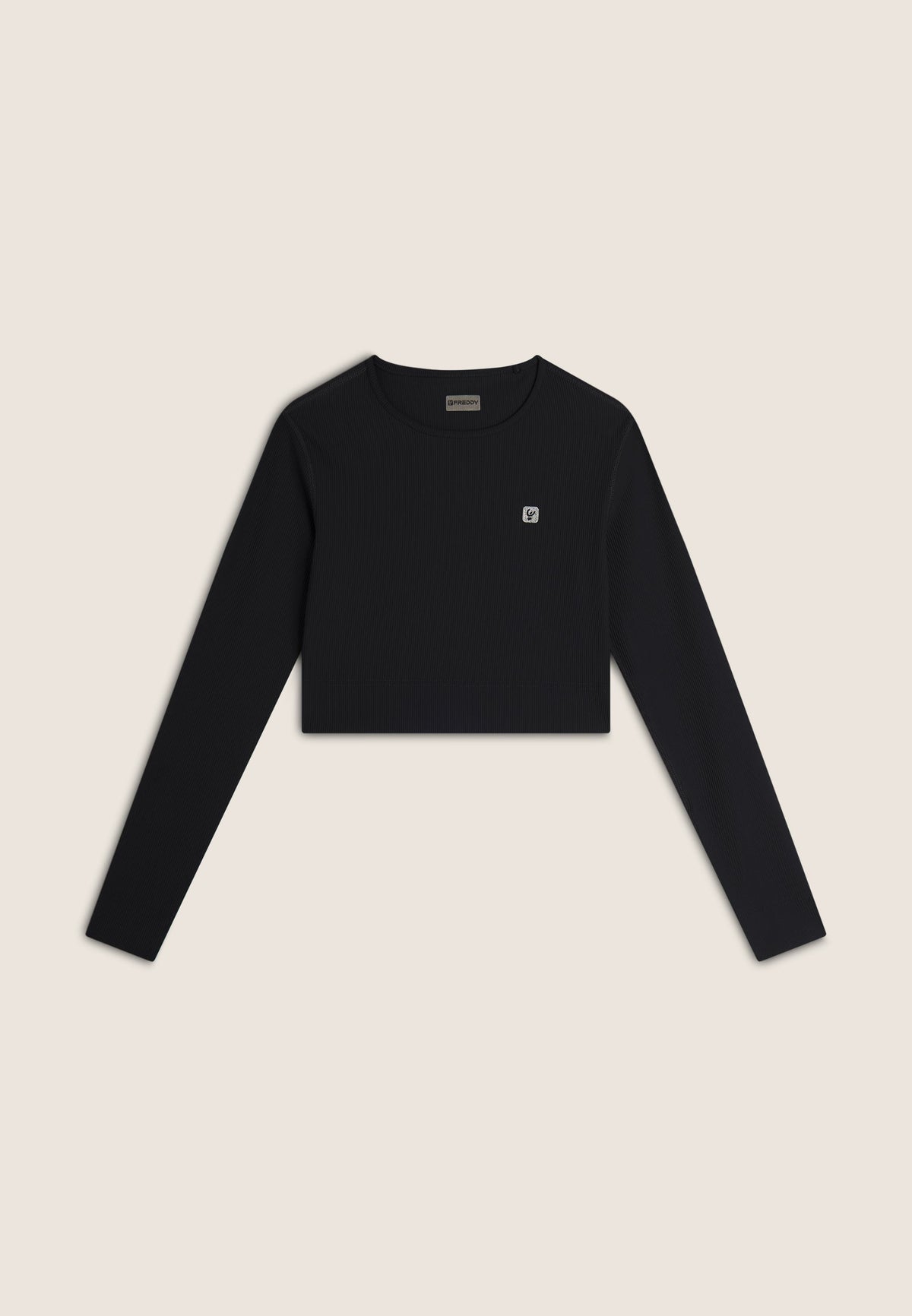 Freddy Womens Knitted Long Sleeved Ribbed Crop Top In Black