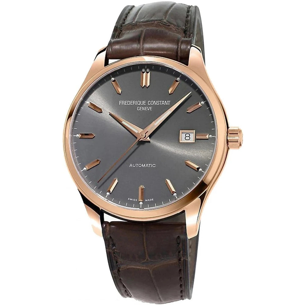 Frederique Constant Classics Index Auto Date Watch In Brown & Gold