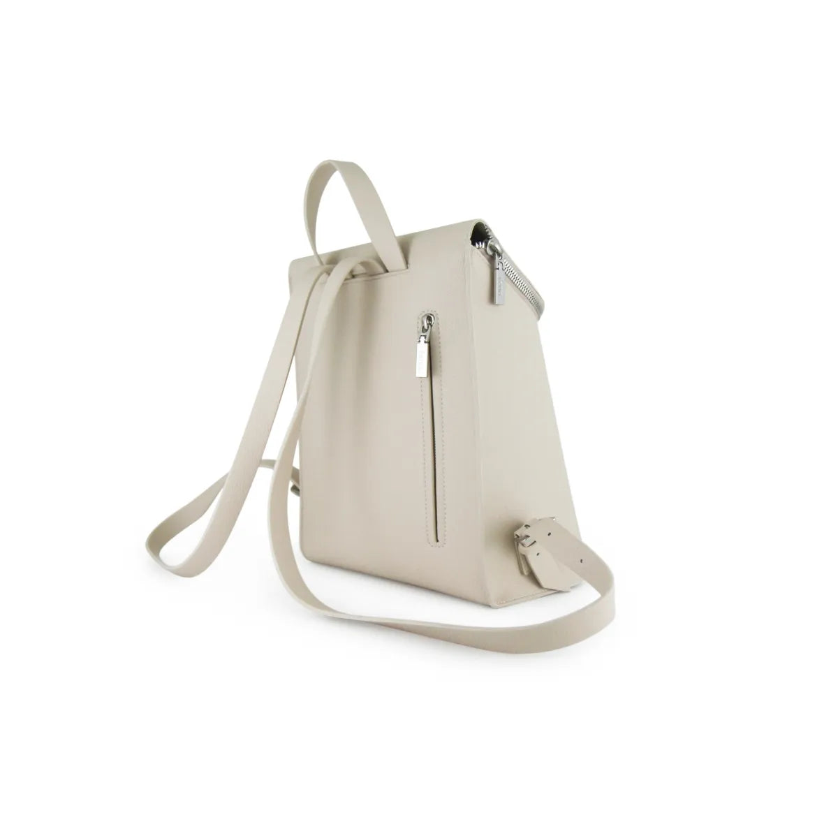 Fenn Silver Zip Backpack In Oatmeal