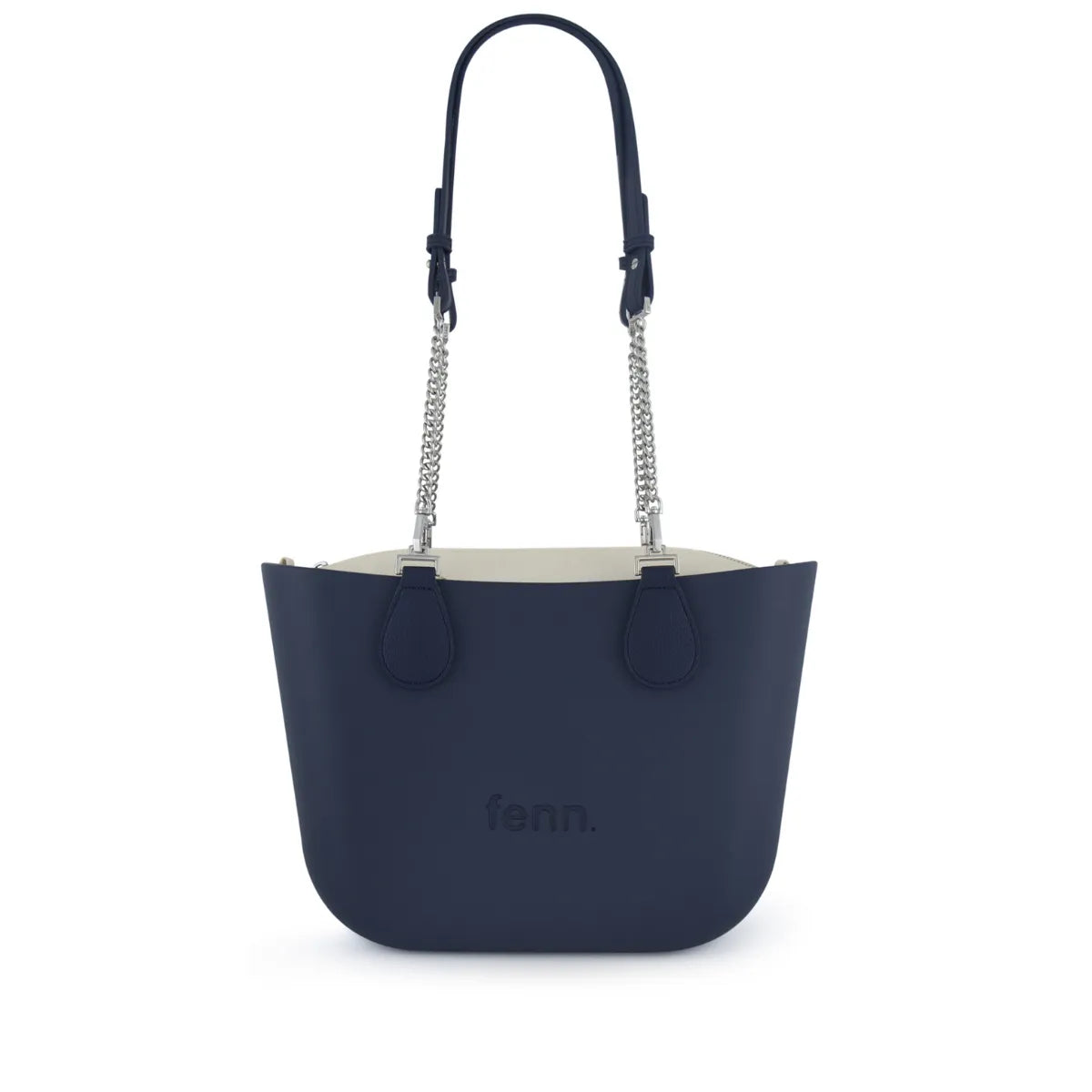 Fenna Silver Chain Tote Bag In Navy