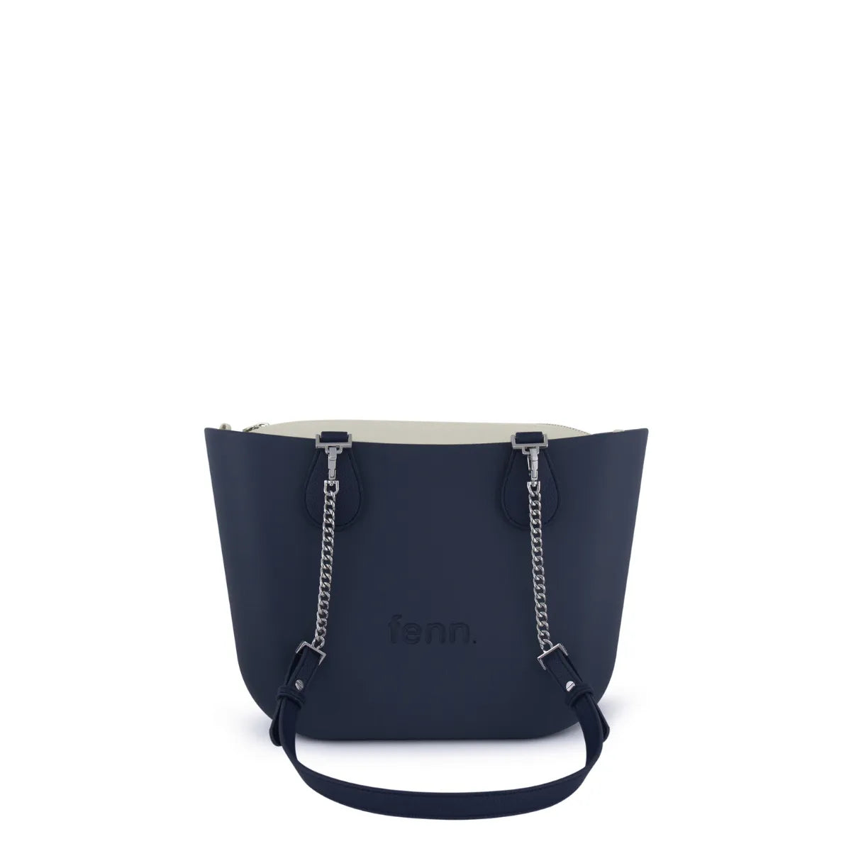 Fenna Silver Chain Tote Bag In Navy
